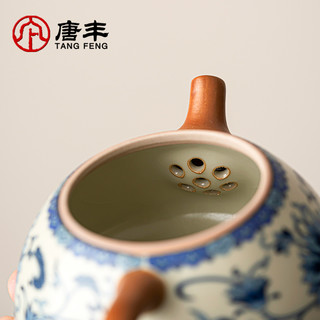 唐丰青花汝窑陶瓷泡茶壶茶壶泡茶家用功夫单壶仿高档珐琅彩石瓢壶