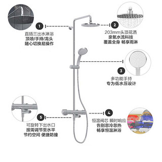 KOHLER 科勒 艾瑞恒温三出水淋浴柱家用花洒套餐K-30021T-7-CP