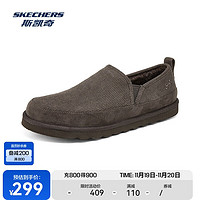 SKECHERS 斯凯奇 男士舒适绒毛轻质柔软灯芯绒面一脚蹬休闲鞋