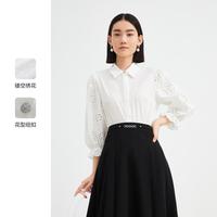 JZ玖姿镂空绣花衬衫女装秋季小众设计感法式上衣