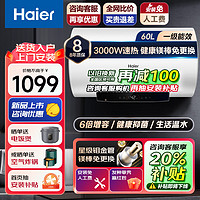 移动端、京东百亿补贴：Haier 海尔 60升电热水器镁棒免更换一级能效热水器金刚无缝胆钼金