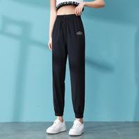 安踏 ANTA运动裤女夏季薄款束脚棉裤子黑色休闲裤卫裤百搭显瘦松紧腰裤子女