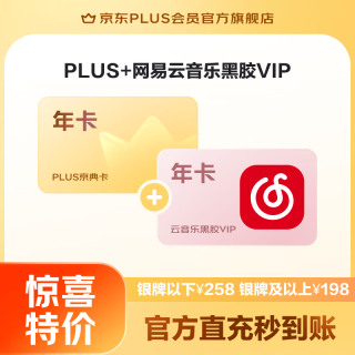 京东 JINGDONG PLUS+网易云音乐黑胶VIP联名年卡