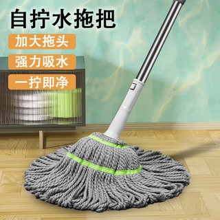 净玲珑拧水拖把大号免手洗自拧水墩布家用吸水拖布一拖净懒人旋转地拖 拧水拖把【1个装】