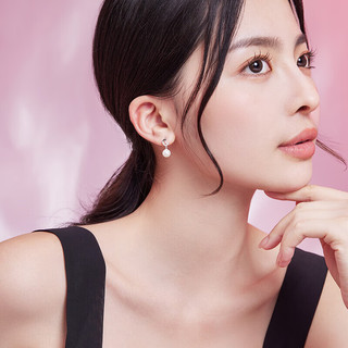 周六福 ZHOU LIU FUS925银珍珠耳钉耳饰女月亮 X0911990 一对 