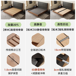 宜洛西西里床中古风双人真皮床卧室意式极简软包床主卧头层牛皮实木床 玲珑玉头层牛皮+松木骨架床 1.8米支架结构