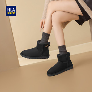 HLA/海澜之家2024冬季厚底雪地靴女加绒加厚棉鞋靴子面包鞋女 37
