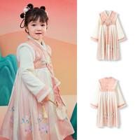 巴拉巴拉童装儿童汉服女童2024冬改良襦裙国风连衣裙 红色调00366