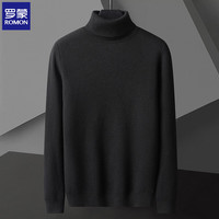 罗蒙（ROMON）品牌高领毛衣男士毛线衣秋冬季毛衣纯色内搭打底针织衫 常规 【款】黑色高领 XL【115-130斤】 【常规款】黑色高领