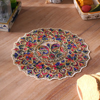 泰绣 复古彩色刺绣餐垫 30cm圆形