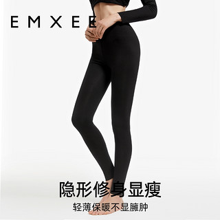 88VIP：EMXEE 嫚熙 女士圆领套头秋衣秋裤孕妇秋冬保暖内衣纯棉抗菌打底衫 黑色长裤