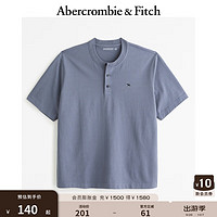 ABERCROMBIE & FITCH男装 24夏款美式经典小麋鹿亨利式重磅短袖T恤 KI124-4098 蓝色 XL (180/116A)尺码偏大选小一码