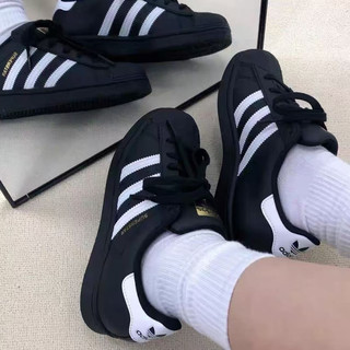 阿迪达斯 （adidas）SUPERSTAR贝壳头减震耐磨低帮儿童板鞋青少年黑色36码EF5398
