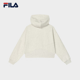 FILA 斐乐短款外套女2024秋季时尚刺绣开衫卫衣夹克上衣 奶酪花灰-LM S