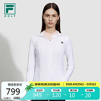 FILA 斐乐女士冰丝防晒衣2024夏季高尔夫运动外套 玉石白-WT 180/96A/XXL