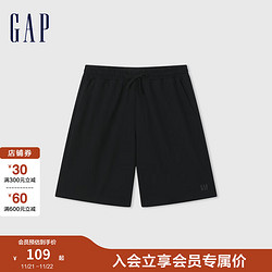 Gap 盖璞 男装2024夏季水洗棉直筒运动短裤简约百搭休闲裤A00803 黑色 175/84A(L) 亚洲尺码