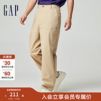 Gap 盖璞 男装2024春季logo百搭宽松中腰休闲廓形卡其裤长裤889628 卡其色 31