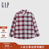 Gap 盖璞 男女装冬季2023纯棉法兰绒格纹长袖衬衫840772休闲上衣 红白格纹 170/92A(M)亚洲尺码