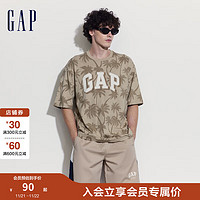 Gap 盖璞 男士logo椰林印花短袖T恤 543974 卡其色 L