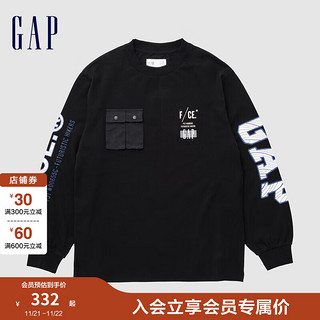 Gap 盖璞 男女装2024秋冬新款FCE长袖T恤情侣装679894 黑色 170/92A(M)亚洲尺码 亚洲尺码