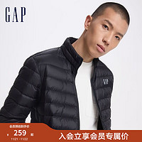 Gap 盖璞 男装2024秋季印花logo小立领657225羽绒服简约外套 黑色 180/100A(XL)亚洲尺码