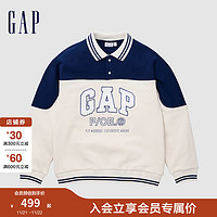 Gap 盖璞 男女装2024秋冬新款翻领抓绒FCE卫衣680249 蓝色拼接 170/92A(M)亚洲尺码