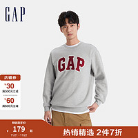 Gap 盖璞 男女装2024秋冬新款抓绒字母logo印花圆领卫衣休闲上衣725656 浅灰色 175/96A(L)亚洲尺码