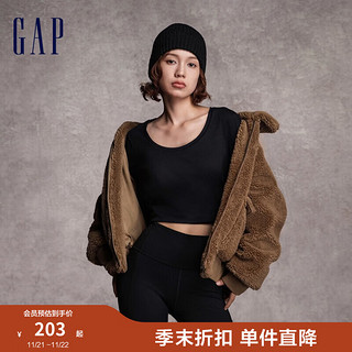 Gap 盖璞 女装春夏季弹力修身圆领舒适长袖T恤运动休闲百搭上衣745051 黑色 170/80A(L)