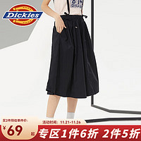 Dickies 帝客 半身裙女 纯色学院风a字中吊带长裙 DK010196 黑色 28