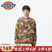 Dickies 帝客 卫衣男 迷彩满身印圆领卫衣 个性男女情侣上衣10962 军绿色迷彩满身印 S