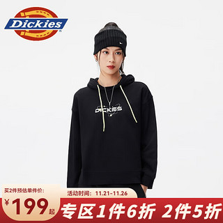 Dickies 帝客 卫衣 宽松毛圈布连帽卫衣 运动休闲套头上衣10826 黑色 L