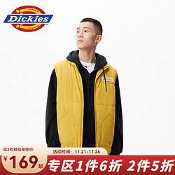 Dickies 帝客 背心 男士上衣纯色印花正反两穿棉服马甲DK009608 姜黄 S