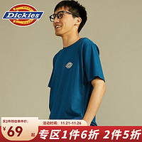 Dickies 帝客 纯棉短袖T恤男  夏季圆领休闲简约基本款百搭上衣 11799 大西洋蓝 S