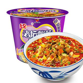 统一 来一桶方便面老坛酸菜牛肉味速食泡面大份量美味面快餐夜宵120g*12桶