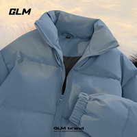 GLM男士加厚棉服冬季保暖休闲立领款青少年纯色时尚棉袄宽松防寒棉衣 雾霾蓝#GL纯色 M