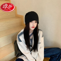 移动端、京东百亿补贴:Langsha 浪莎 女士秋冬堆堆帽 黑色 1件