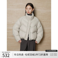 自巧小个子设计感泡芙短款羽绒服女2024冬季加厚保暖鸭绒外套 象牙灰 1
