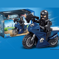 哲高积木特警摩托警察军事人仔拼装玩具儿童男孩品 8号