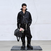 CATSSTAC 多形态斜拉链皮座山雕cleanfit小众设计宽松休闲外套男