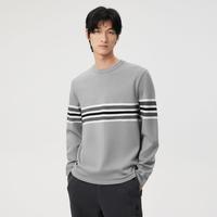 针织衫毛衣男士时尚简约撞色条纹圆领针织衫毛衣男装