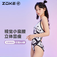 洲克 ZOKE 泳衣连体三角专业竞技训水中女士游泳衣123501148 黑白粉M