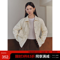 太平鸟女装羽绒服轻薄多巴胺无胆衬衫羽绒休闲外套短款 米白色 M