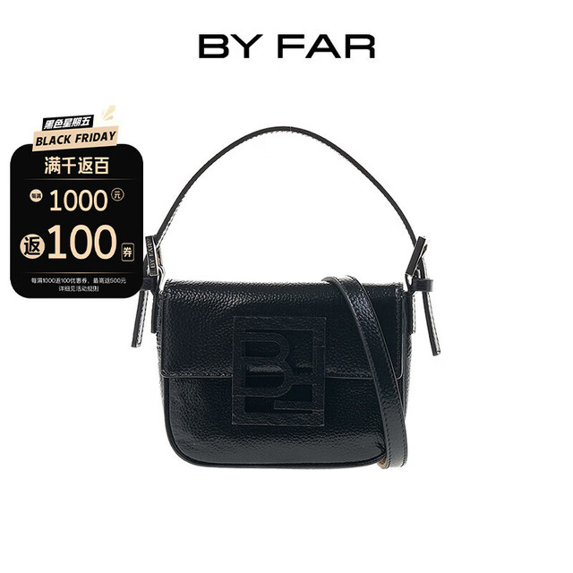 BY FAR 女包Alfie系列粒面羊皮单肩手提斜挎包 22CRALFOBLGGSMA 黑色