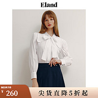 E·LAND 衣恋 ELAND衣恋长袖衬衫女春秋季学院风优雅飘带衬衫上衣女 象牙白/白色(39)Ivory L/170