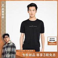 劲霸男装 简约休闲时尚圆领字母短袖T恤FTTR1709 黑色 185/2XL