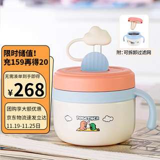 THERMOS 膳魔师 儿童餐具宝宝辅食碗316L不锈钢保温碗便携外带婴幼儿吸管碗 TCAB 小恐龙 多功能碗（含过滤器）