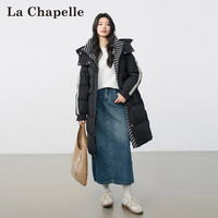 La Chapelle拉夏贝尔冬季加厚羽绒服女中长款时尚洋气侧边条韩版宽松外套