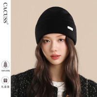 Cacuss纯羊毛帽子女秋冬保暖毛线帽加厚护耳帽月子帽针织帽冷帽