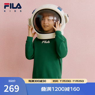 FILA 斐乐 童装儿童卫衣秋季款圆领套头多彩套头衫 山丘绿-KK 150cm