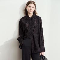 【中式国风】2024秋中式国风中长款提花衬衫上衣女春秋